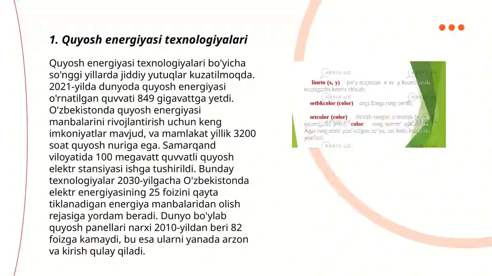 QAYTA TIKLANUVCHAN ENERGITIKA TEXNOLOGIYALARINI QO'LLASH 3