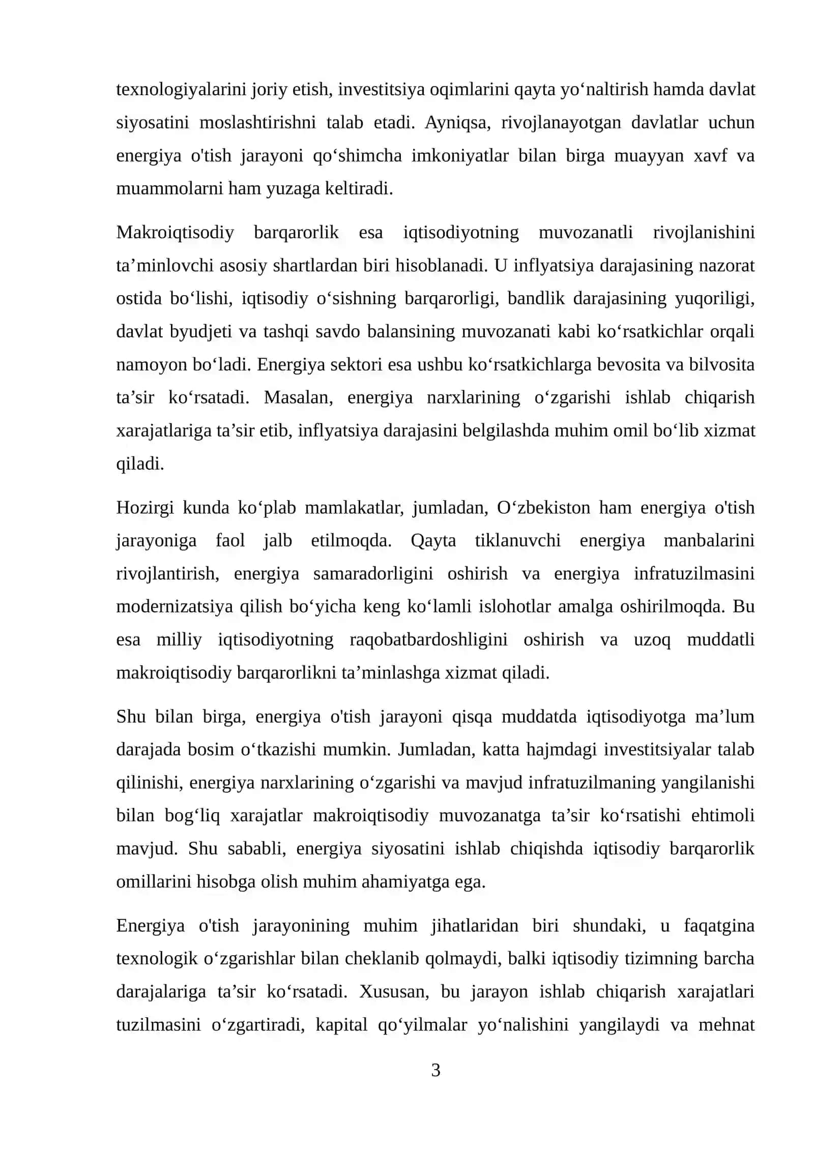ENERGIYA O'TISH JARAYONI VA MAKROIQTISODIY BARQARORLIK 3