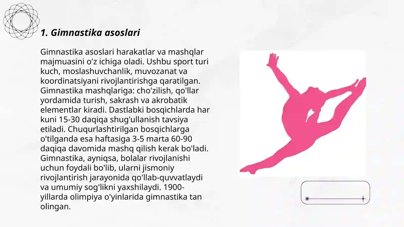 Gimnastika. Saf mashqlarini o'rganish 3
