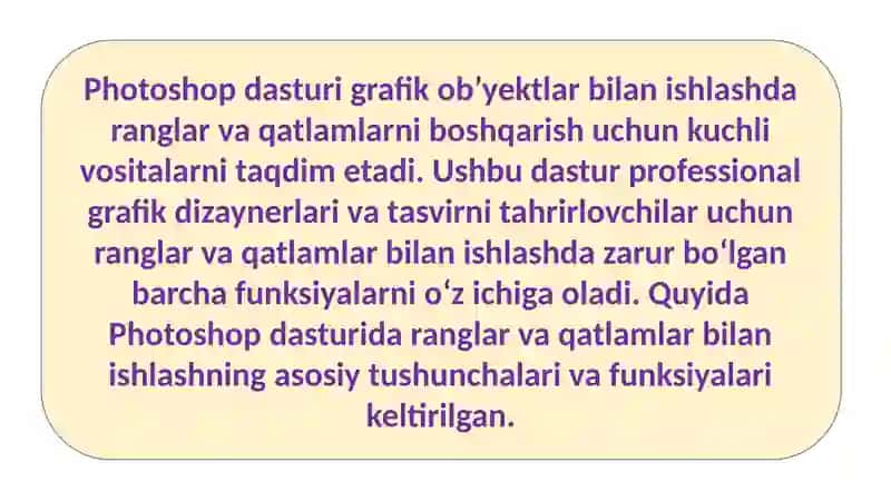 Photoshopda Grafik Ob’yektlarda Ranglar va Qatlamlar bilan Ishlash 3