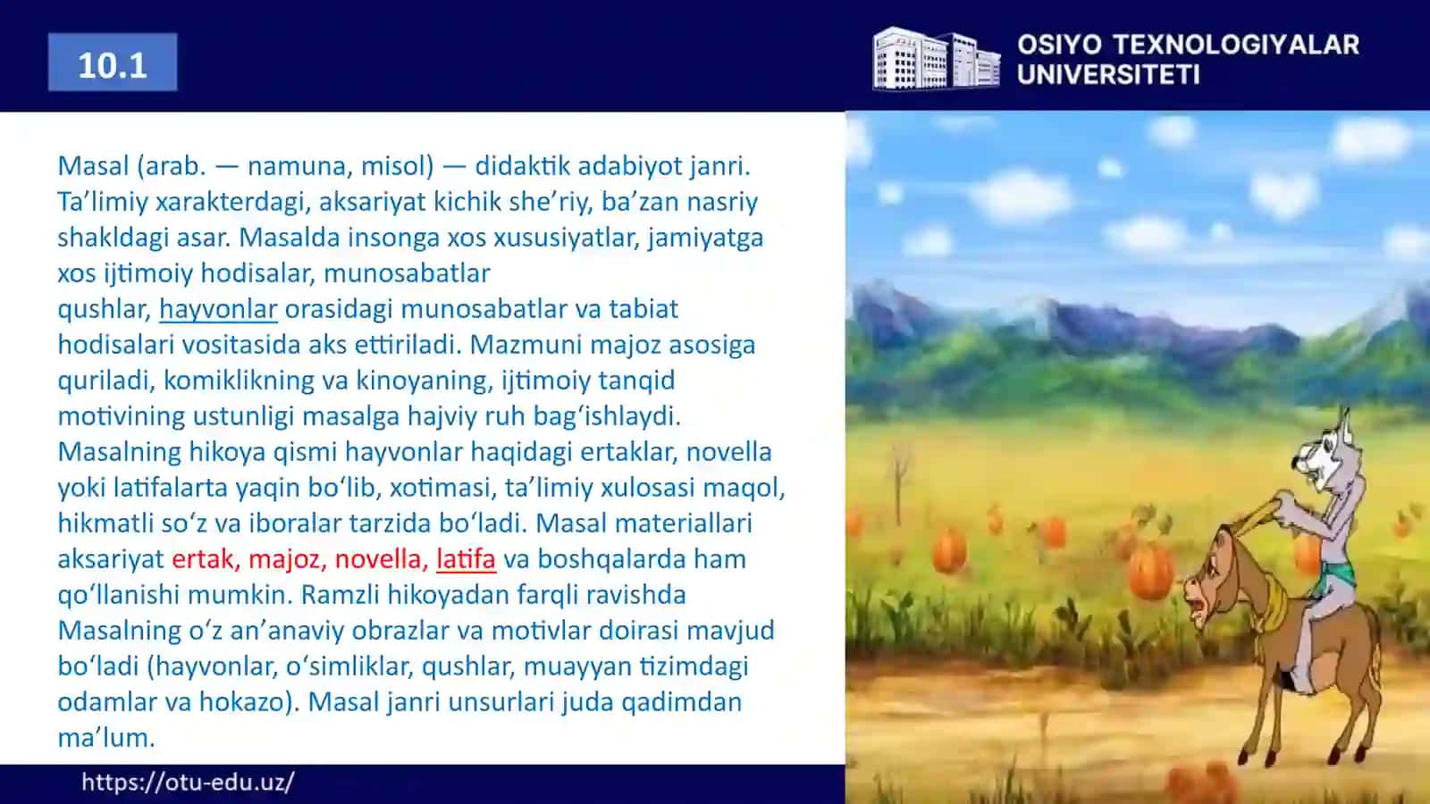 Masal - majoziy xarakterdagi kichik adabiy janr 3