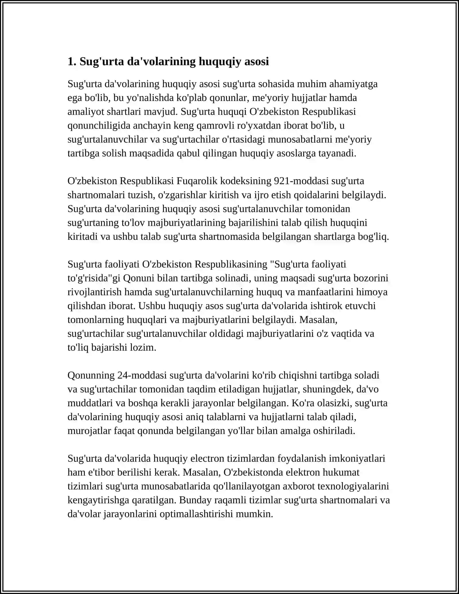 JISMONIY VA YURIDIK SHAXSLARING SUGʻURTA DAVOLARINI KOʻRIB CHIQISH VA HAL QILISH MEXANIZMI 3
