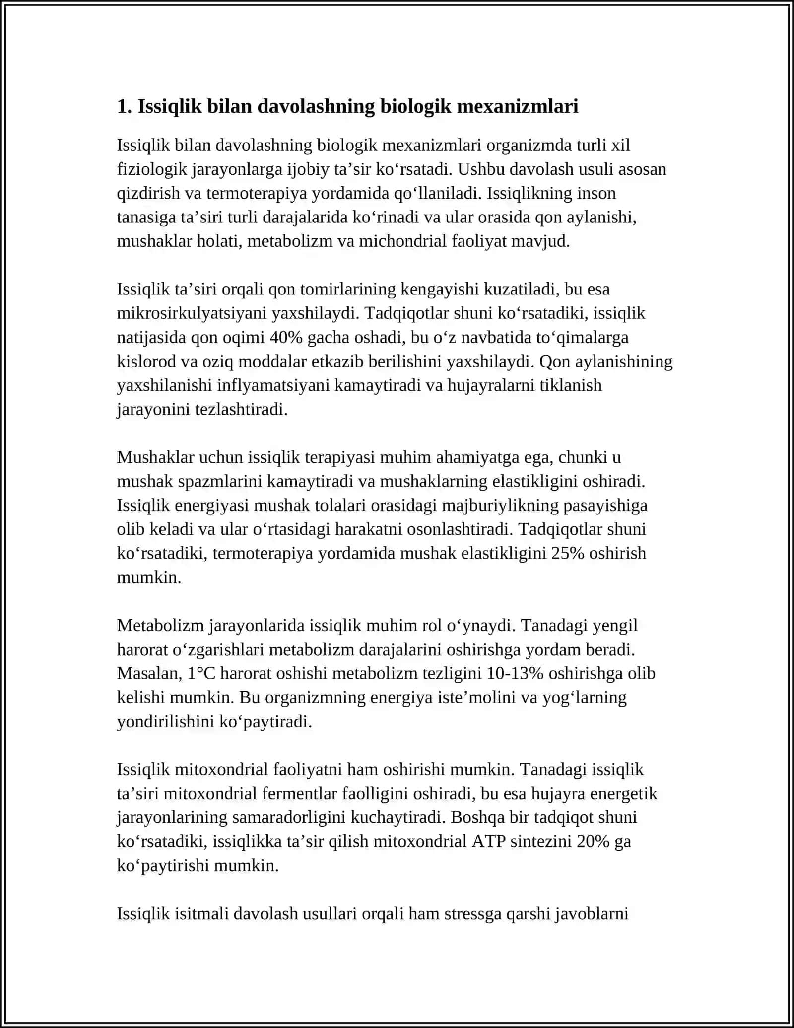 Issiqlik va Quyosh Bilan Davolashning Biologik Mexanizmlari 3