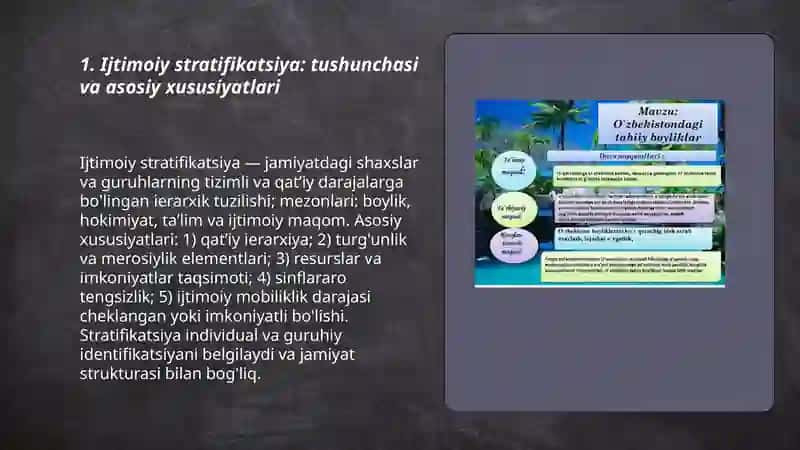 Ijtimoiy stratifikatsiya. Tabaqalanish mezonlari ( boylik, hokimiyat, taʼlim va maqom) by Allamurod Turayev 3