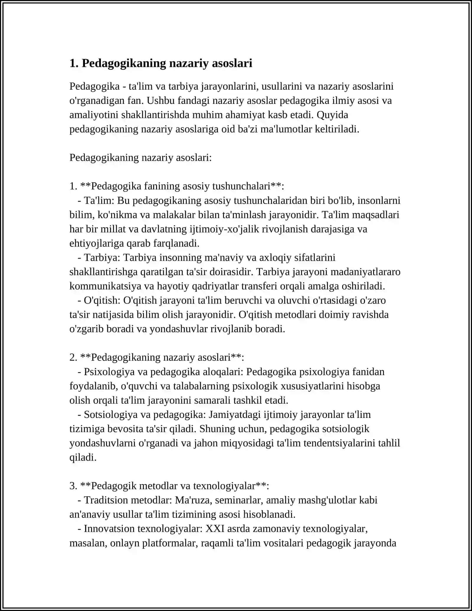 PEDAGOGIKA NAZARIYASI FANINING MAZMUNI VA MOHIYATI PREDMETI 3