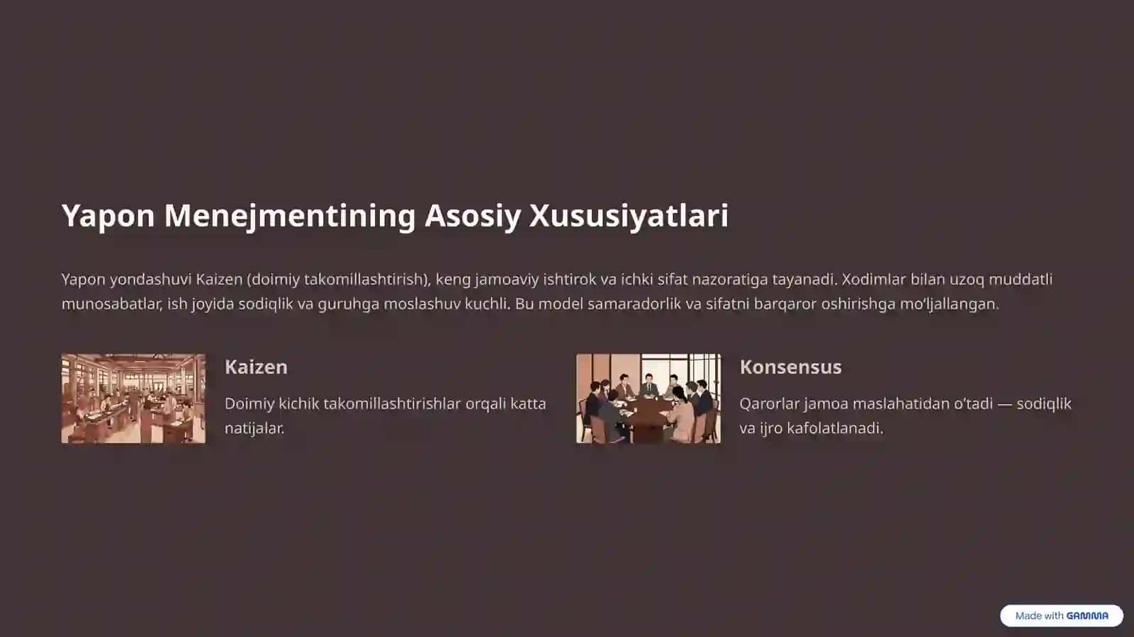 Menejmentning Yaponcha va G‘arbiy Yevropa Modellari: Taqqoslash va Asosiy Afzalliklar mavzusida tayyor taqdimot 3