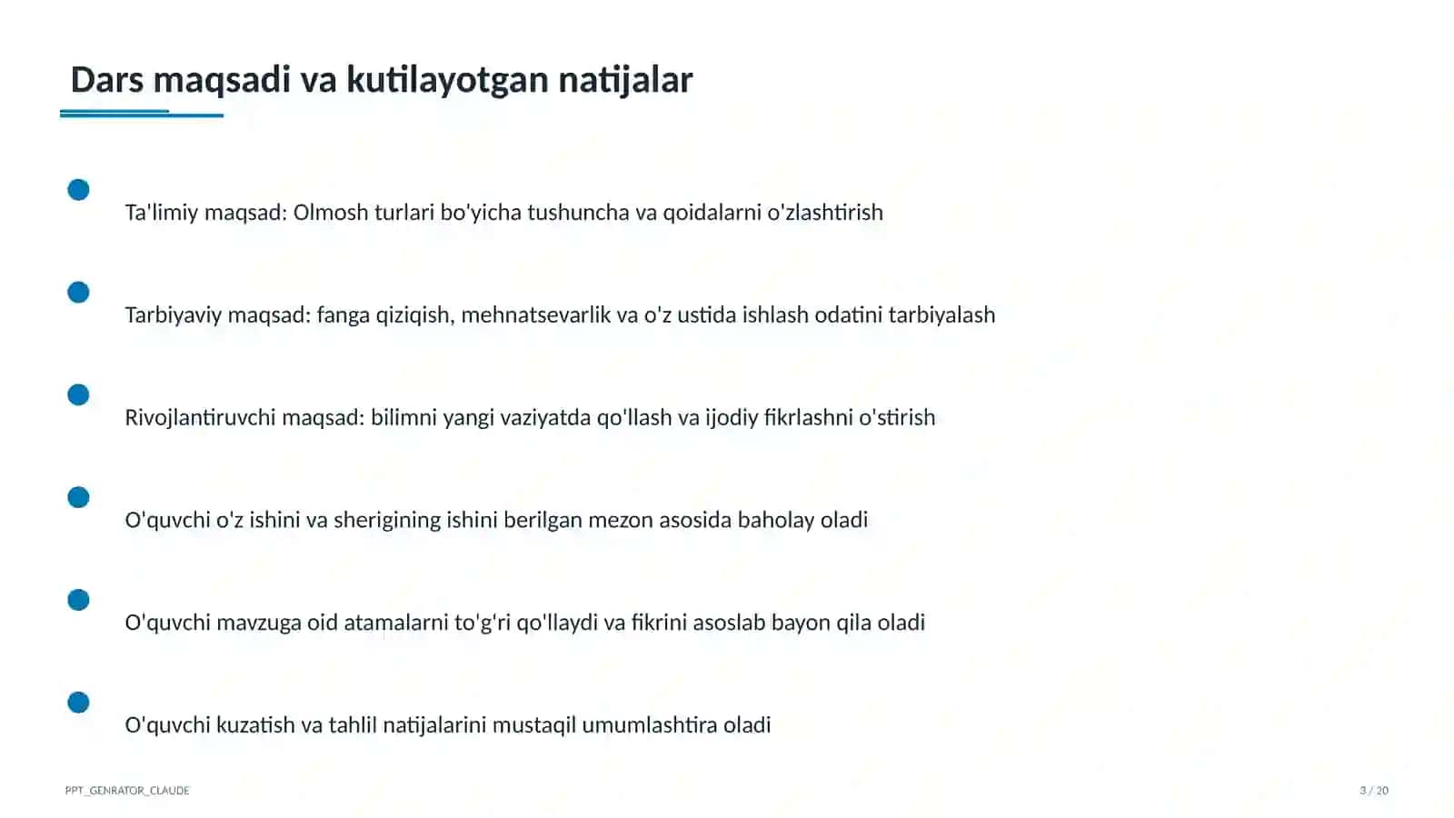 Olmosh turlari (6-sinf) 3