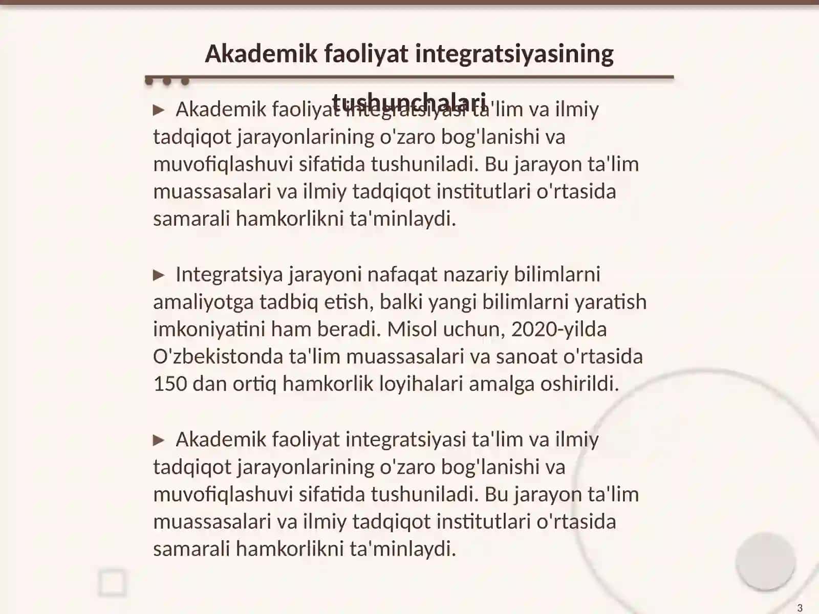 Akademik faoliyat integratsiyasi:nazariya va amaliy uygʻunligi 3