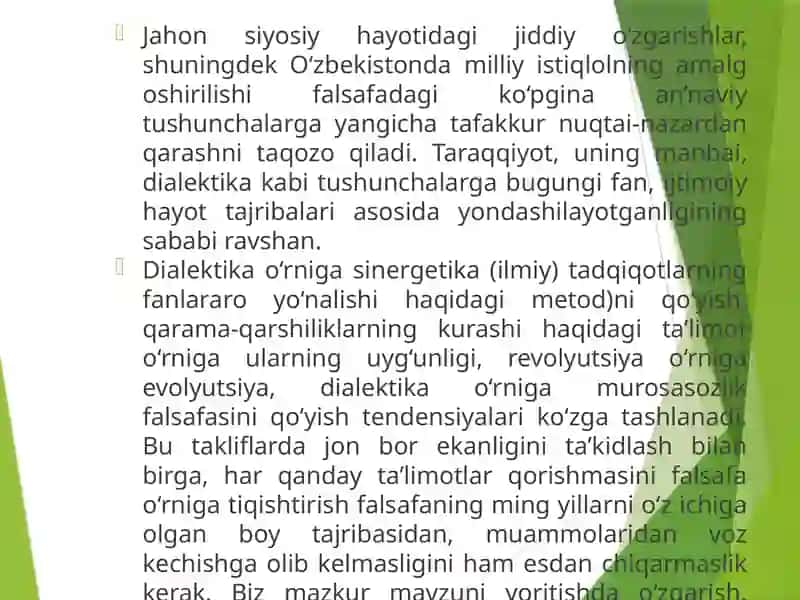 Falsafa qonun va kategoriyalarining ijtimoiy jarayonlar dialektikasidagi ahamiyati 3