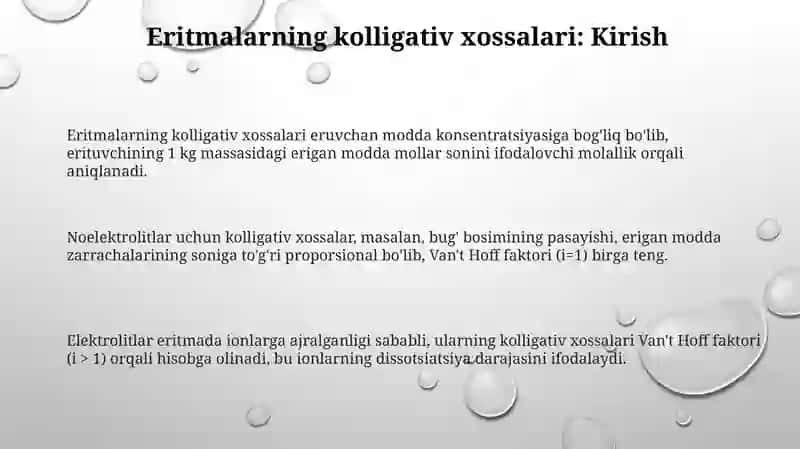 Eritmalarning kolligativ xossalari 3