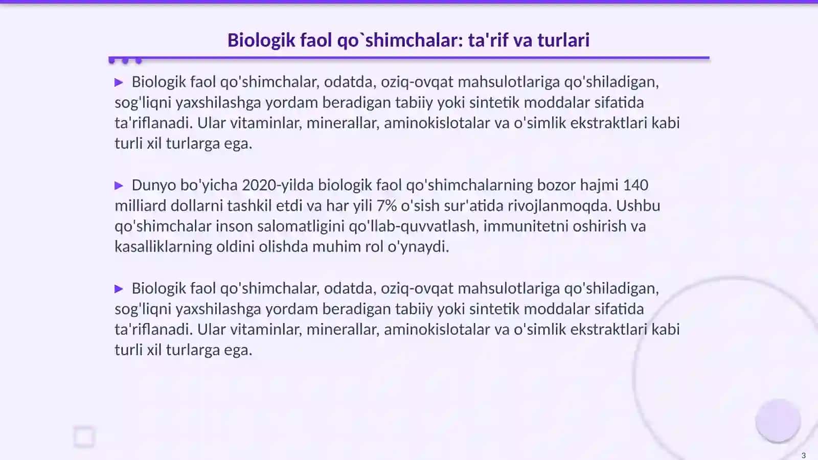 Biologik faol qo'shimchalar va dori vositalarining qiyosiy taxlili 3