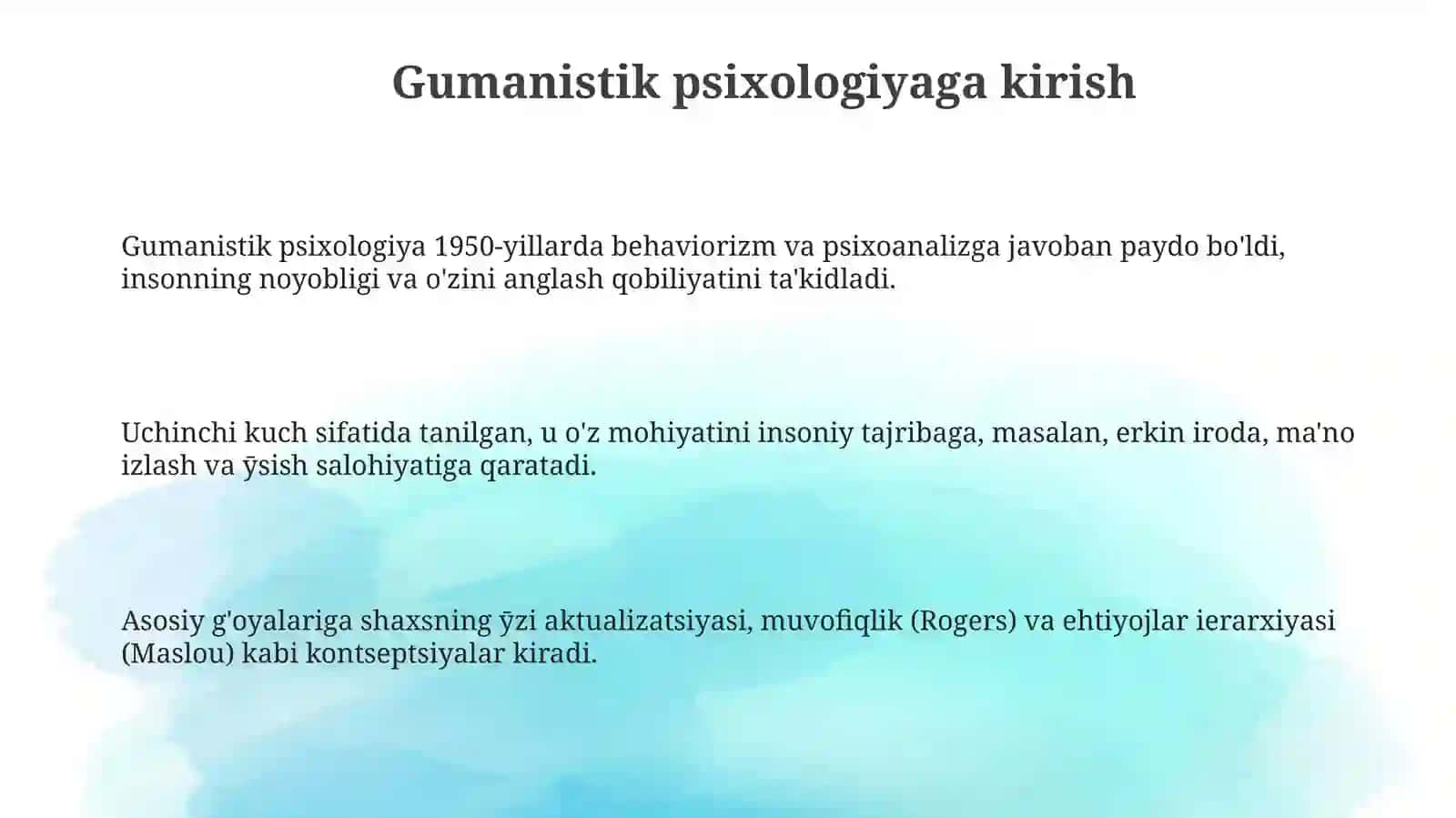 Gumanistik Psixologiyada Shaxs. Shaxs Ekzistensial Psixologiyasi 3