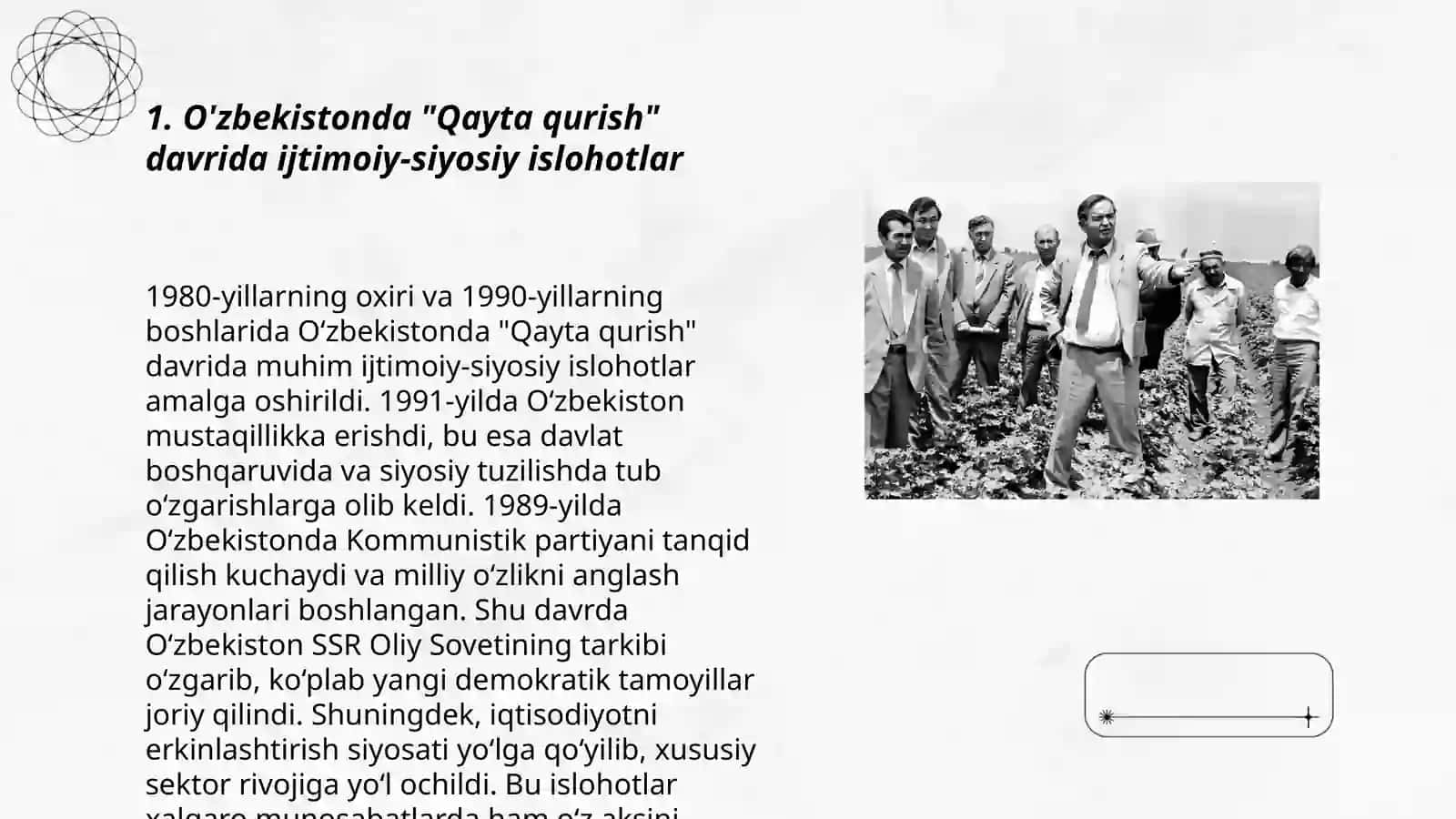 O'zbekistonda "Qayta qurish" davrida ijtimoiy-siyosiy islohotlar 3