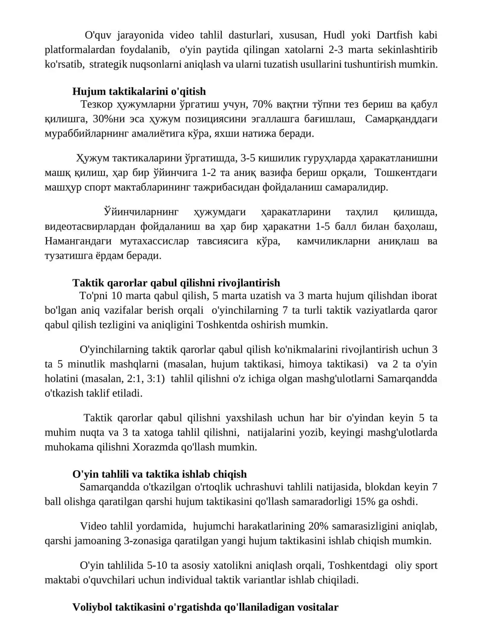 Voleybol o’yin taktikasiga o’rgatish uslublari vositalari va tamoyillari 3