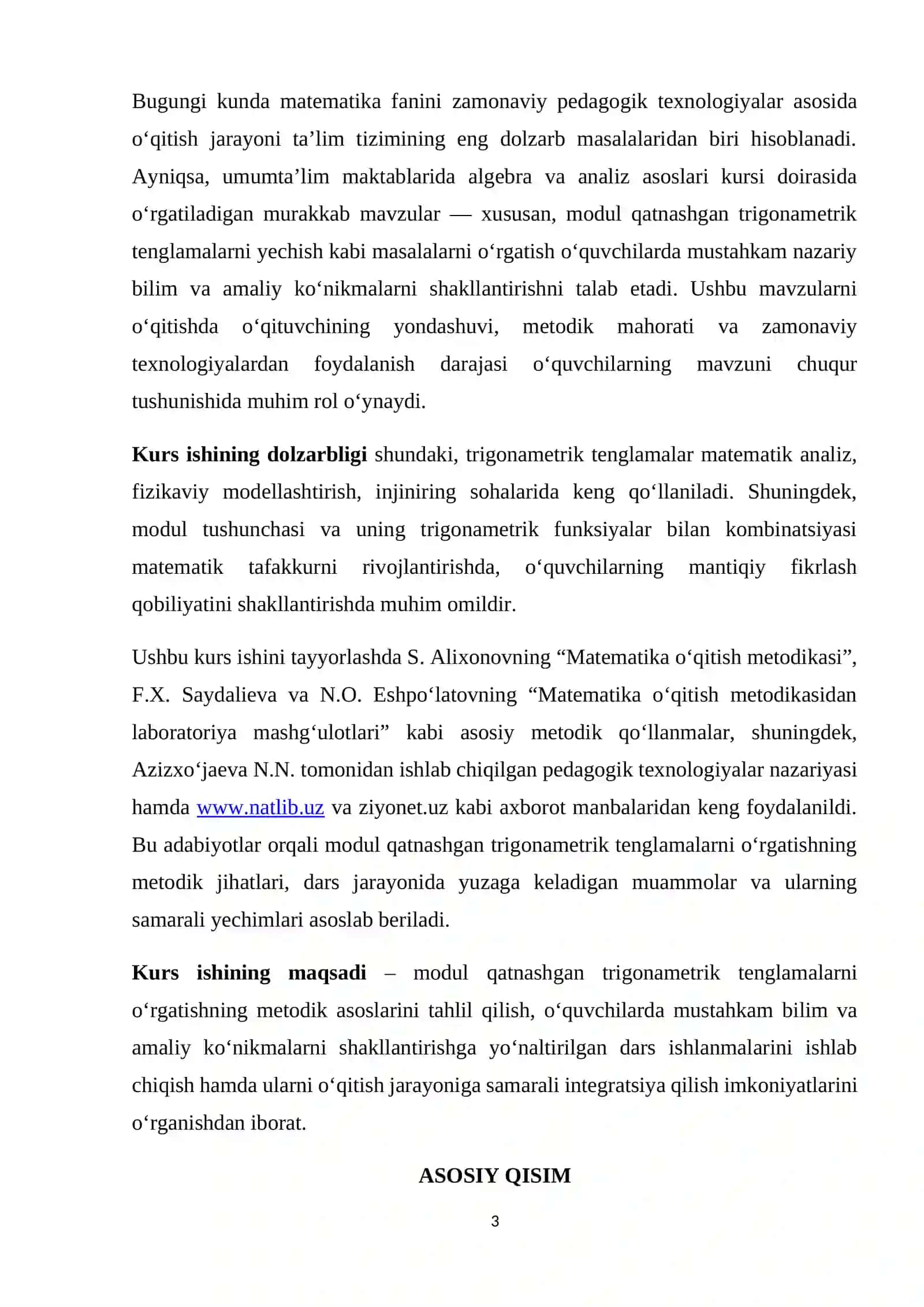 Modul qatnashgan trigonometrik tenglamalarni yechishni o'rgatish usullari 3