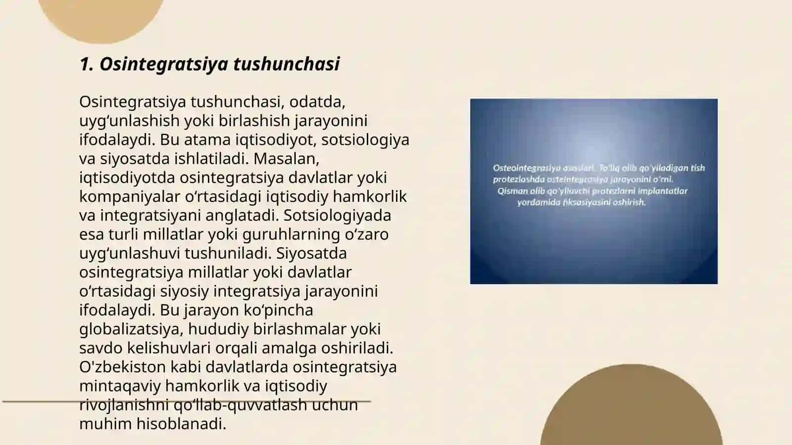 Osintegratsiya asoslari. To'liq olib qoyiladigan tish protezlashda osintegratsiya jarayonining o'rni 3