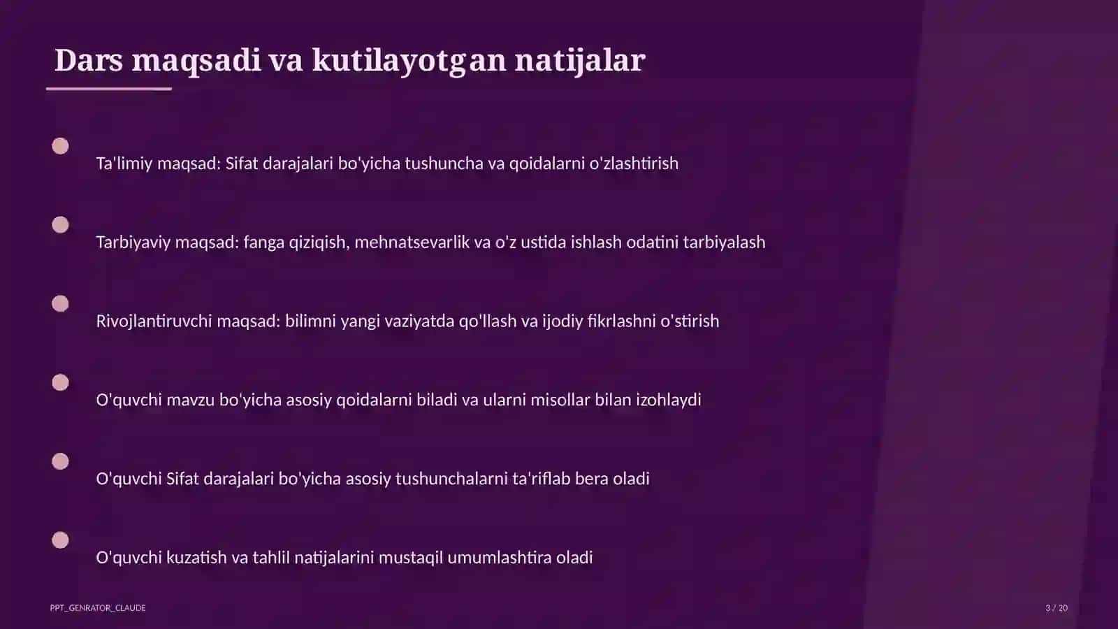 Sifat darajalari (6-sinf) 3