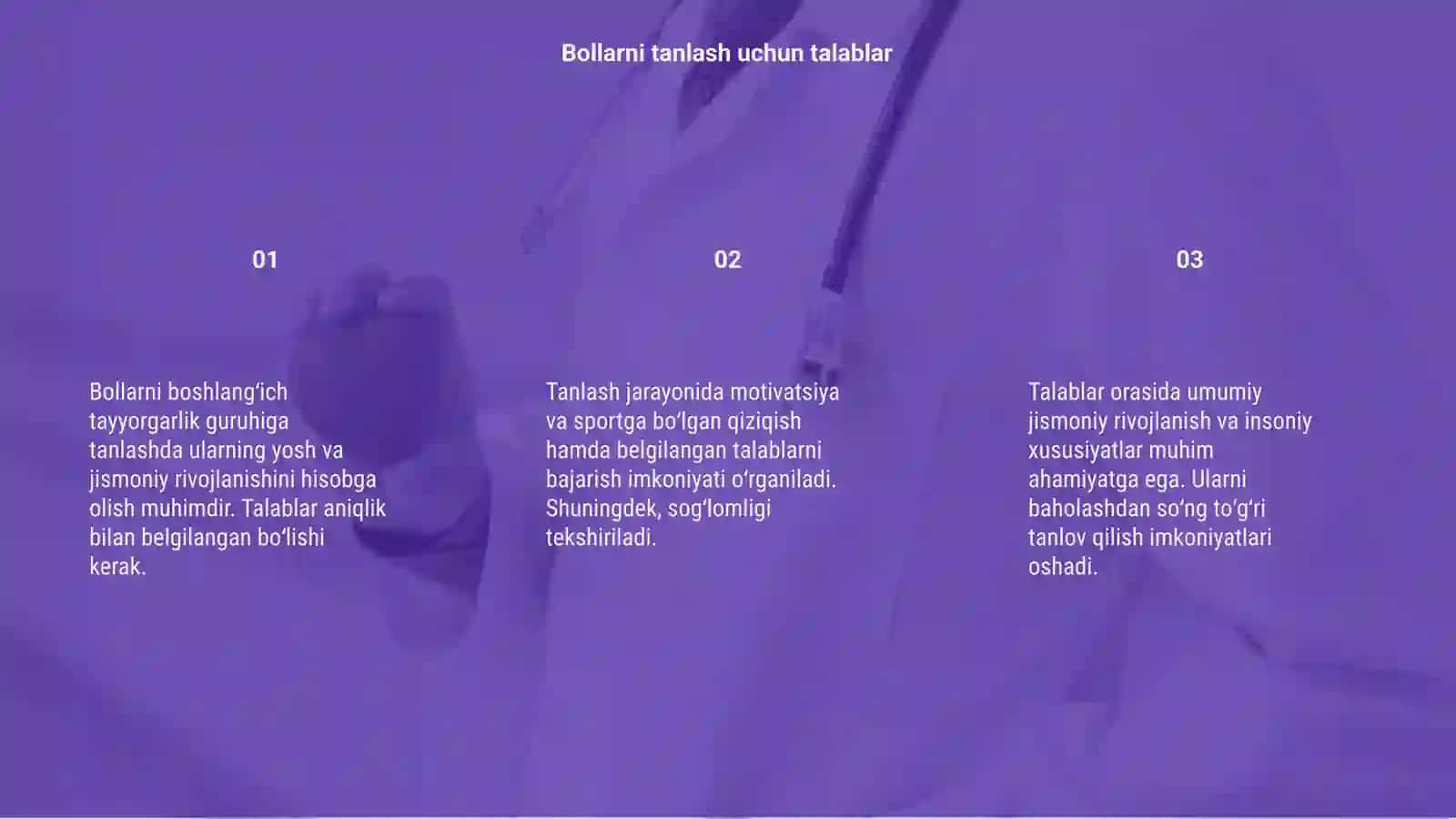 Bollarni boshlang’ich tayyorgarlik guruhiga tanlash va saralsh 3