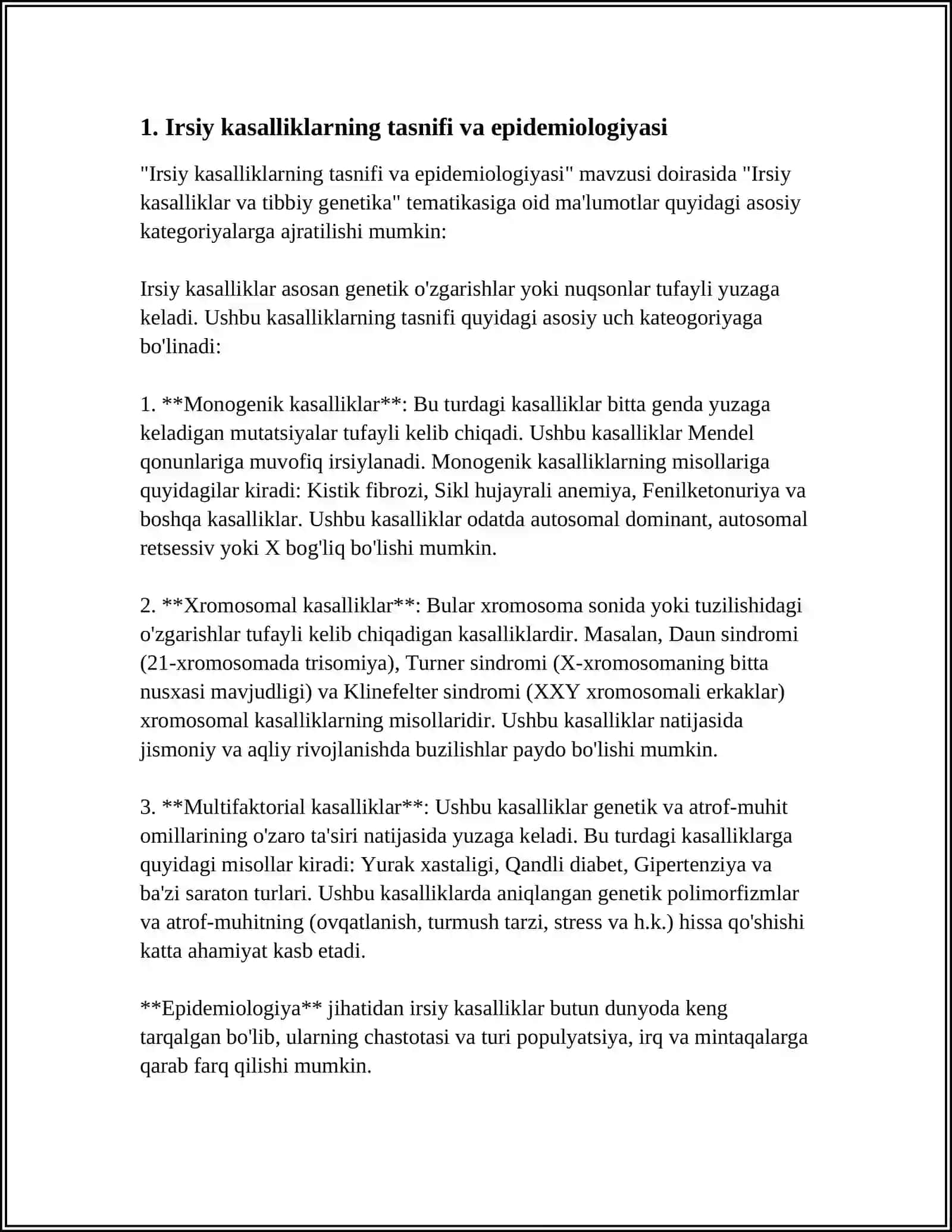 IRSIY KASALLIKLAR VA TIBBIY GENETIKA 3