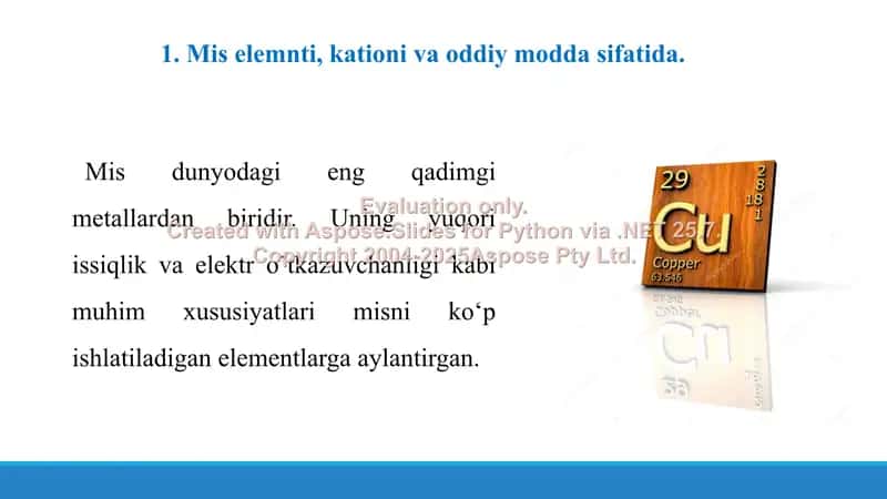 10. Mis kationini organizmdagi ahamiyati, tibbiyotda qo'llanishi. Taqdimot 10 bet 3