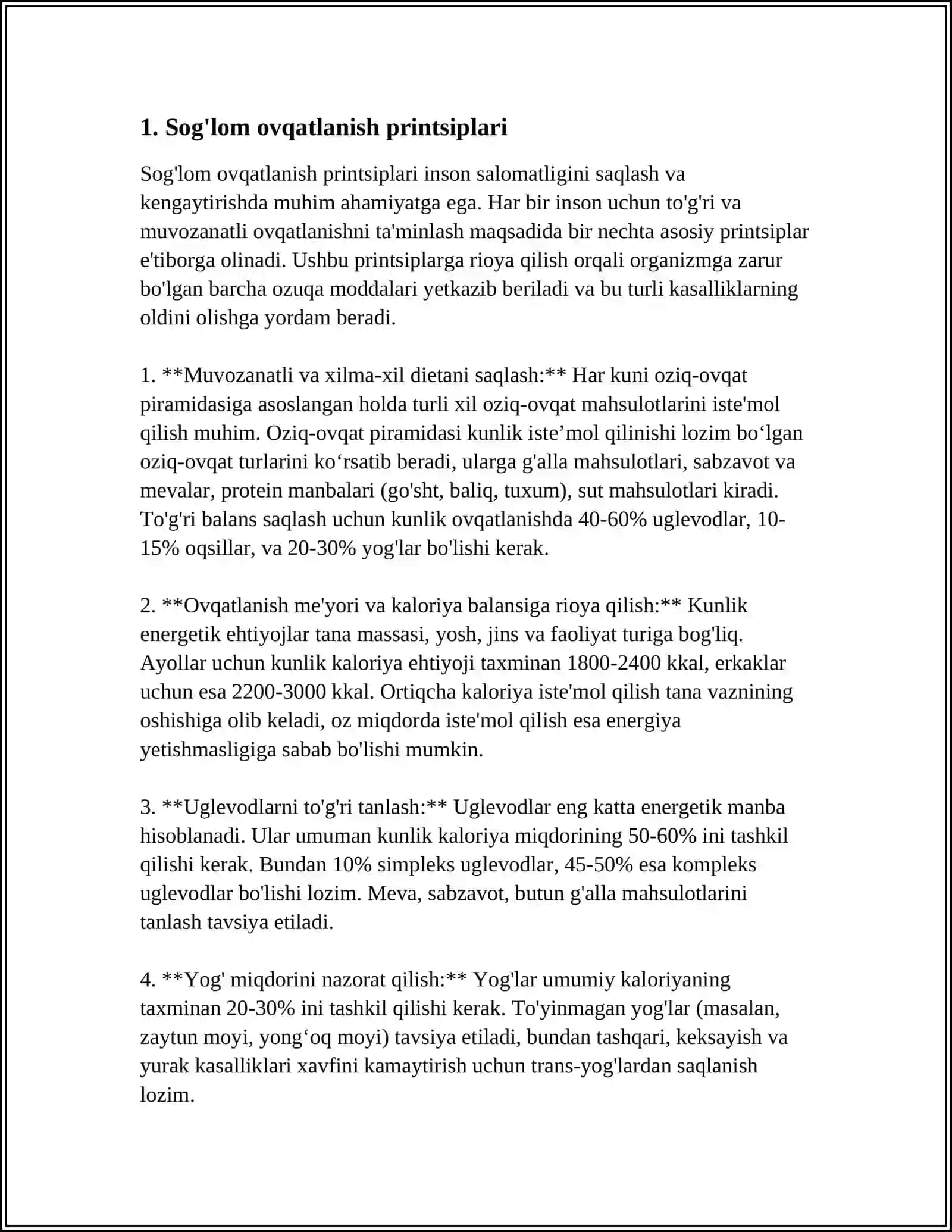 TO‘GRI OVQATLANISH ASOSLARI. OVQATLANISH REJIMINI KLINIKADAGI AHAMIYATI 3