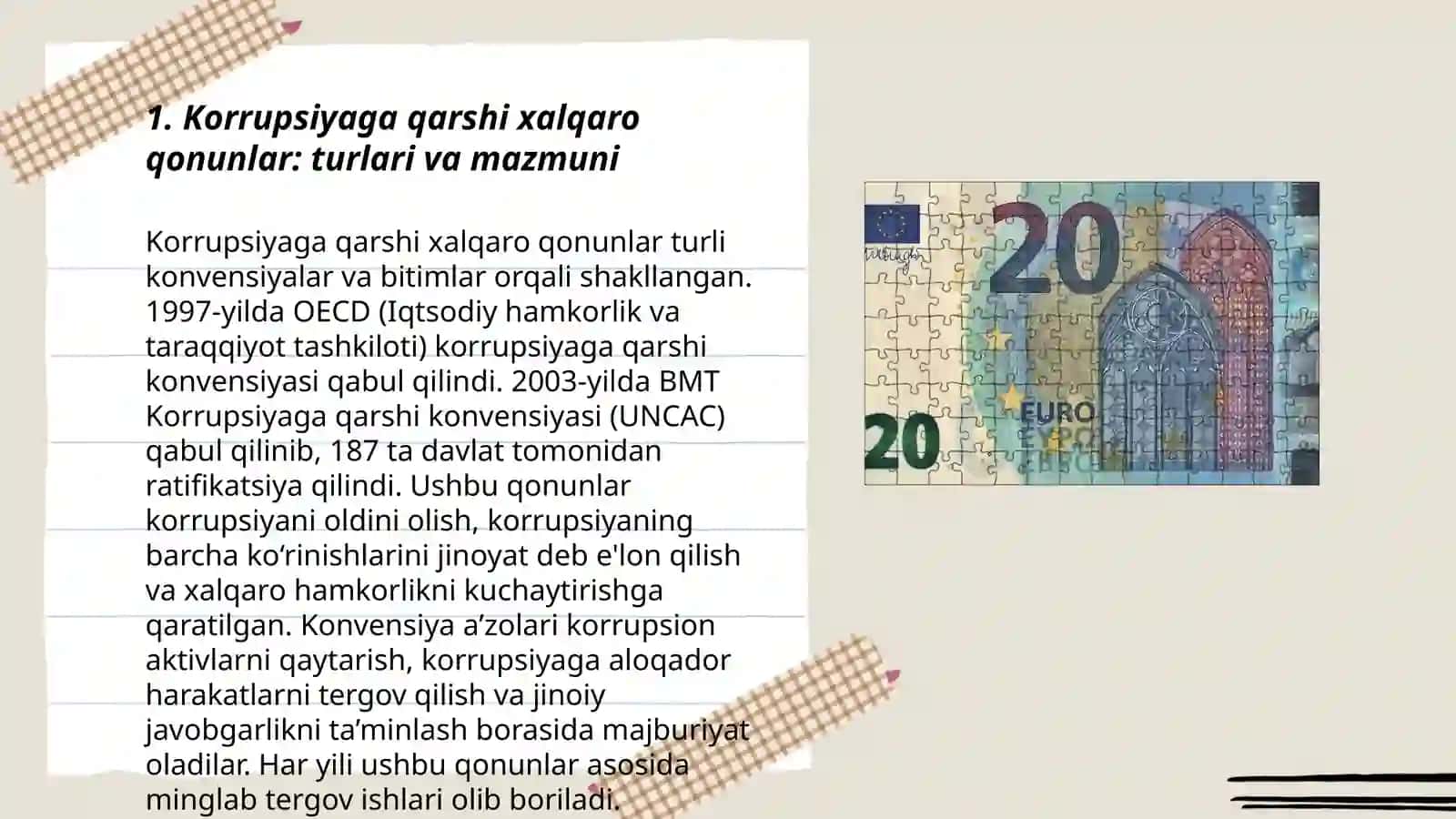 Korrupsiyaga qarshi kurash bo'yicha xalqaro qonunlar va qarorlarning O'zbekistonda ratifikatsiya qilishning ahamiyati, iqtisodiy-siyosiy va ijtimoiy huquq mexanizmlari 3