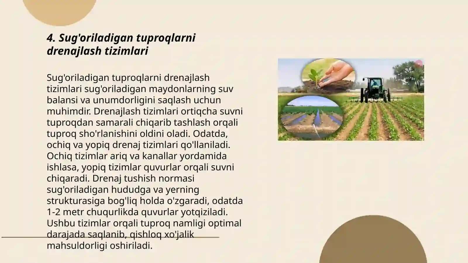 Sug'oriladigan tuproqlarni drenajlash tizimlari 3