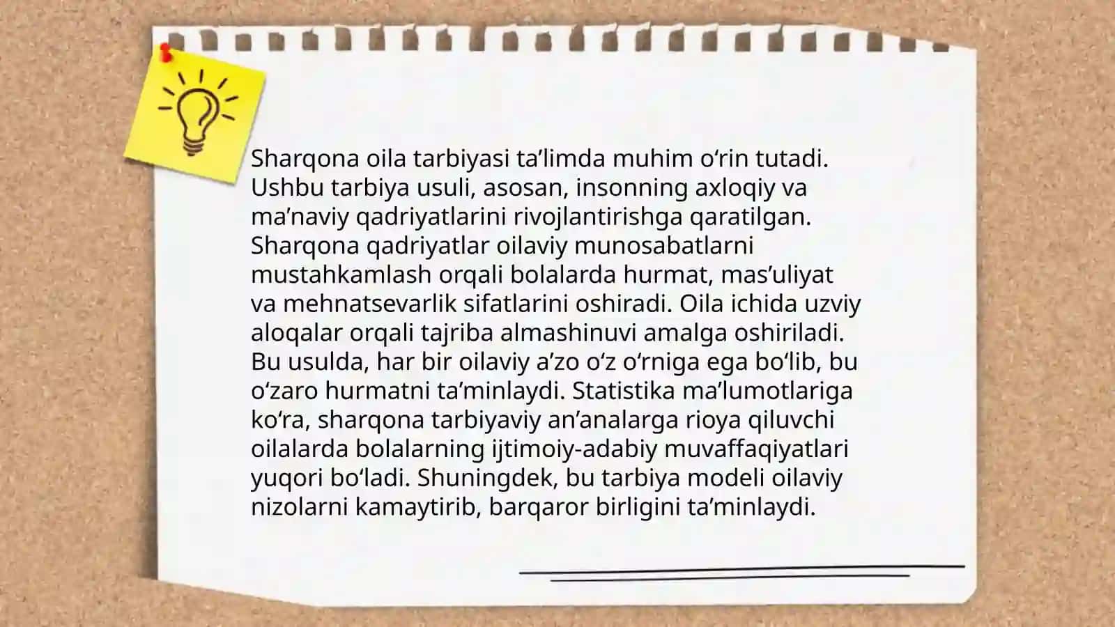 Taʼlim metodlari shakllari va vositalari Sharqona oila tarbiyasi - qadriyat sifatida 3