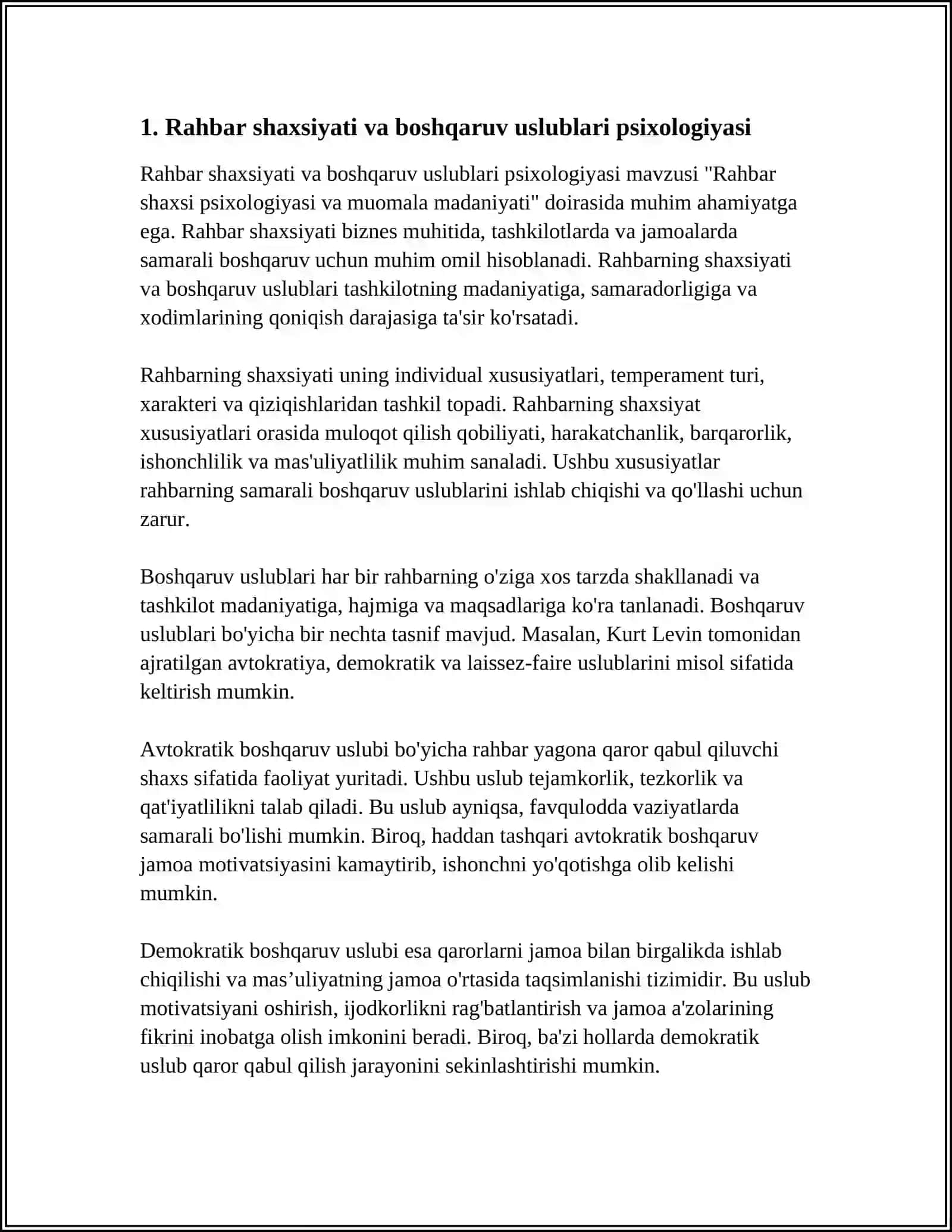 Rahbar Shaxsiyati va Boshqaruv Uslublari Psixologiyasi 3