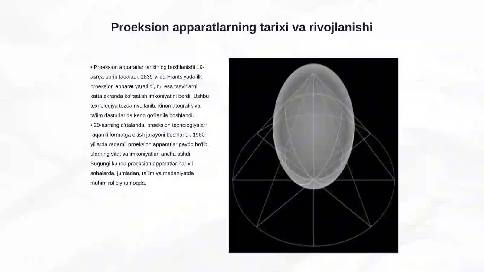Proeksion apparatlar (filmoskop, kodoskop, fotoapparat, yoritgich asboblarda nurlarning yo‘li) qo‘llanilishi 3