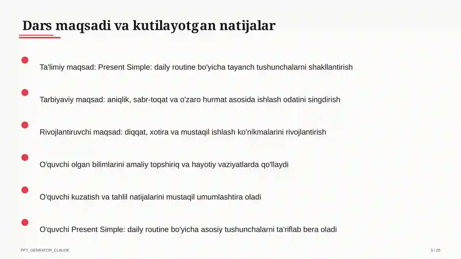 Present Simple: daily routine (3-sinf) 3