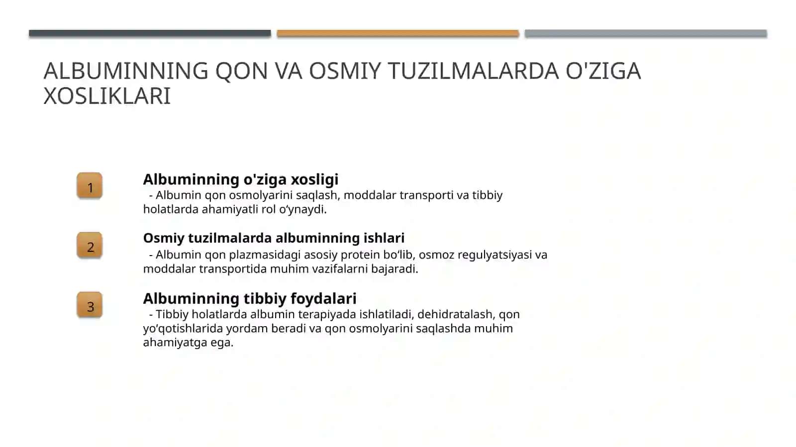 Albuminning qondagi ahamiyati 3