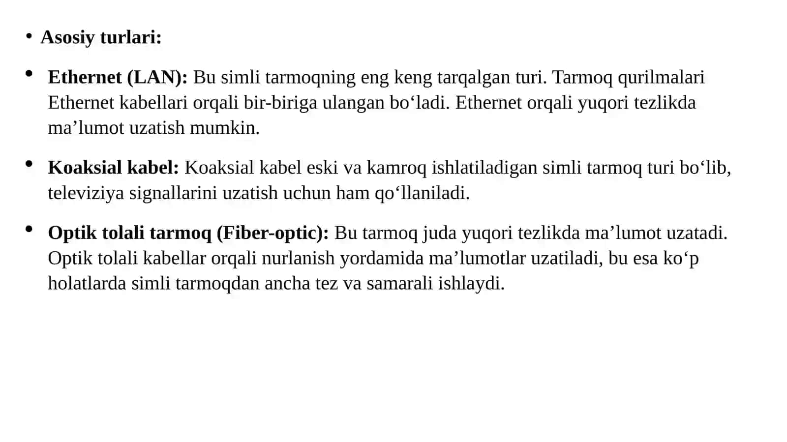 Simli va simsiz tarmoqlar 3