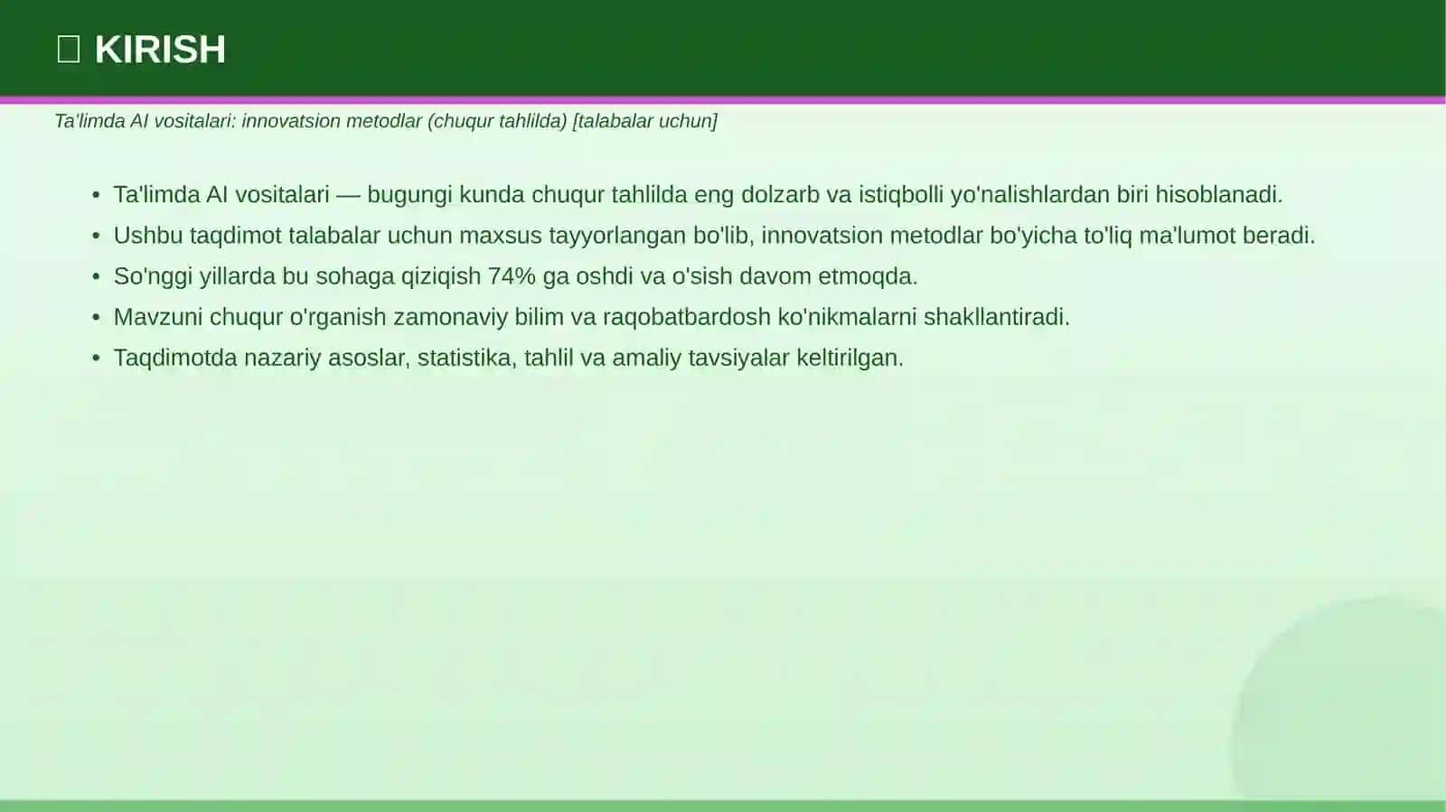 TA'LIMDA AI VOSITALARI: Innovatsion Metodlar 3