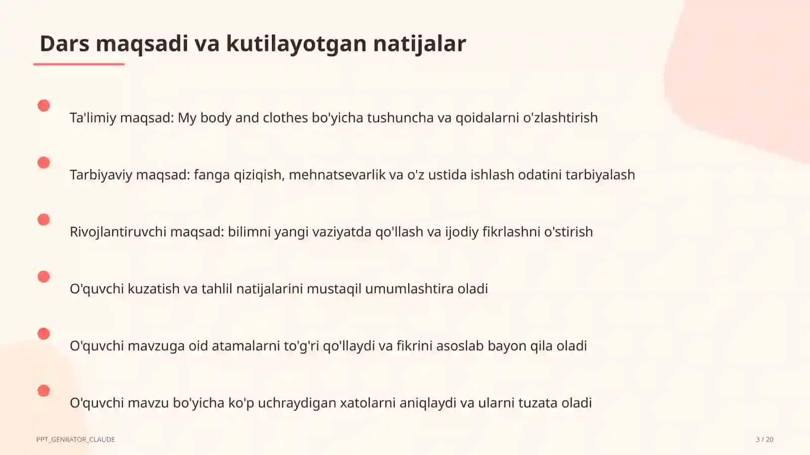 My body and clothes (3-sinf) 3