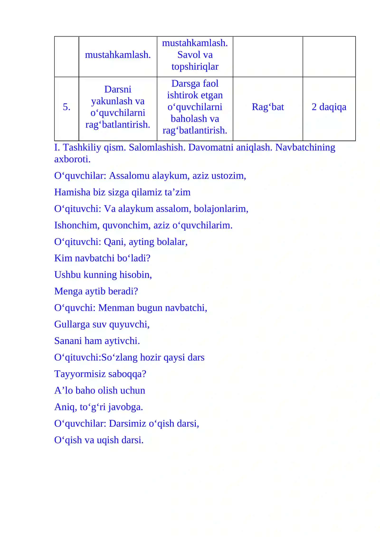 3-sinf o'qish fanidan Kitobni do'st bilganlar 4-chorak dars ishlanmasi 3