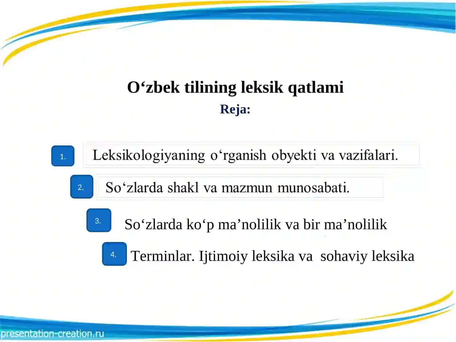 O‘zbek tilining leksik qatlami 3