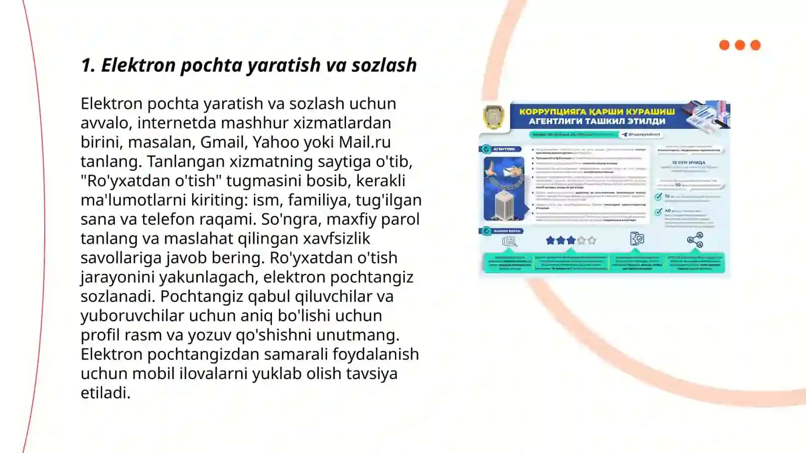 Elektron pochta orqali turli axborotlarni jo'natish va qabul qilib olish 3
