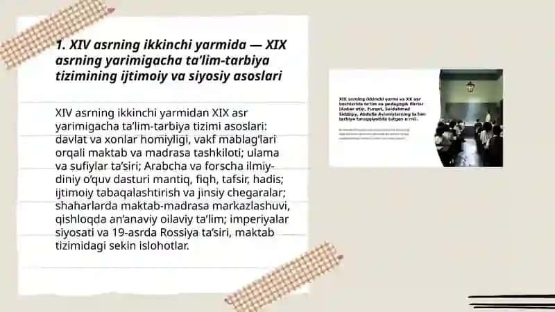 XIV asrning ikkinchi yarmi va XIX asrning yarimigacha tarbiya, maktab va pedagogik fikrlar rivoji 3