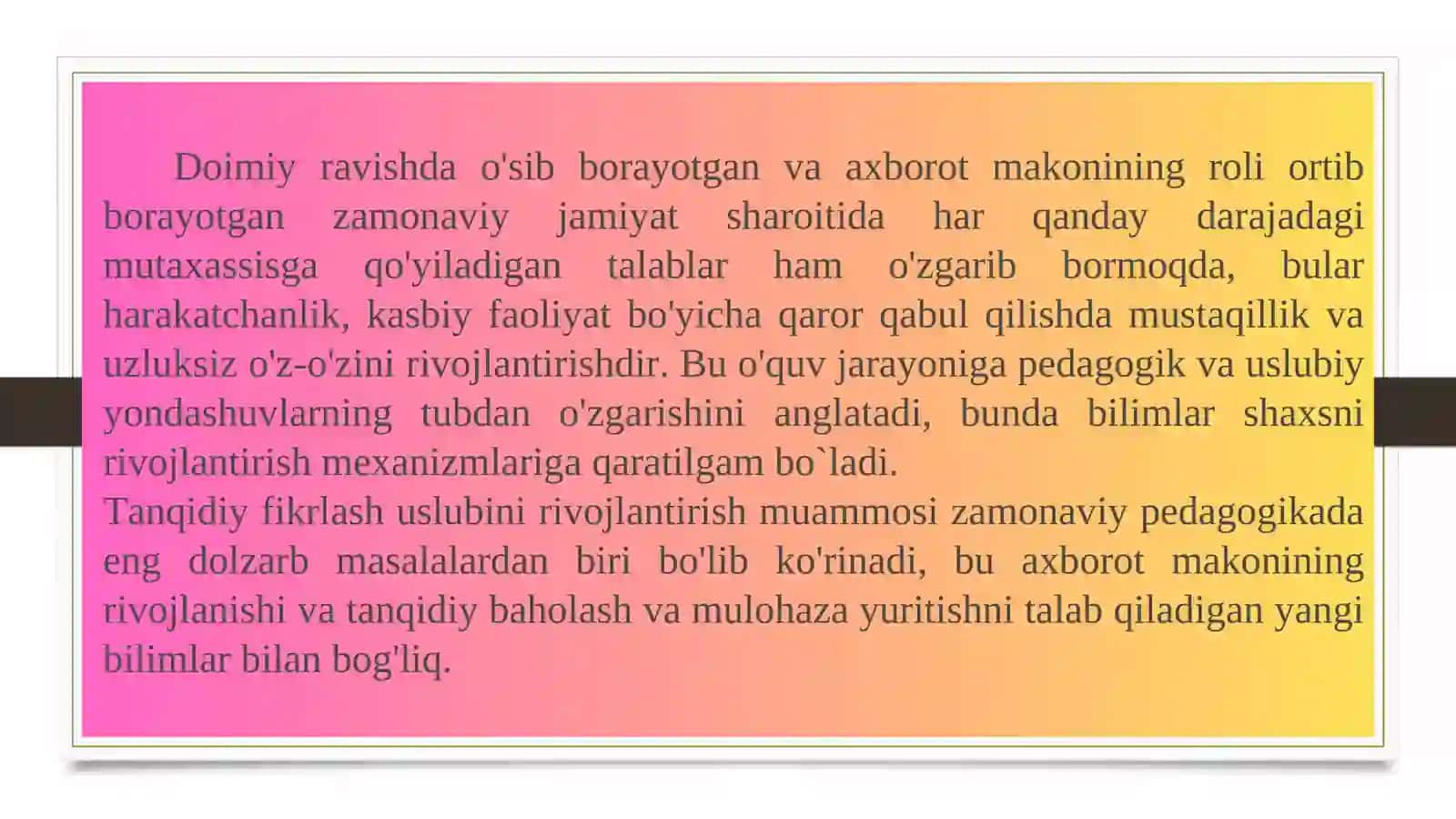 Tanqidiy o`qish va fikrlash tamoyillari 3