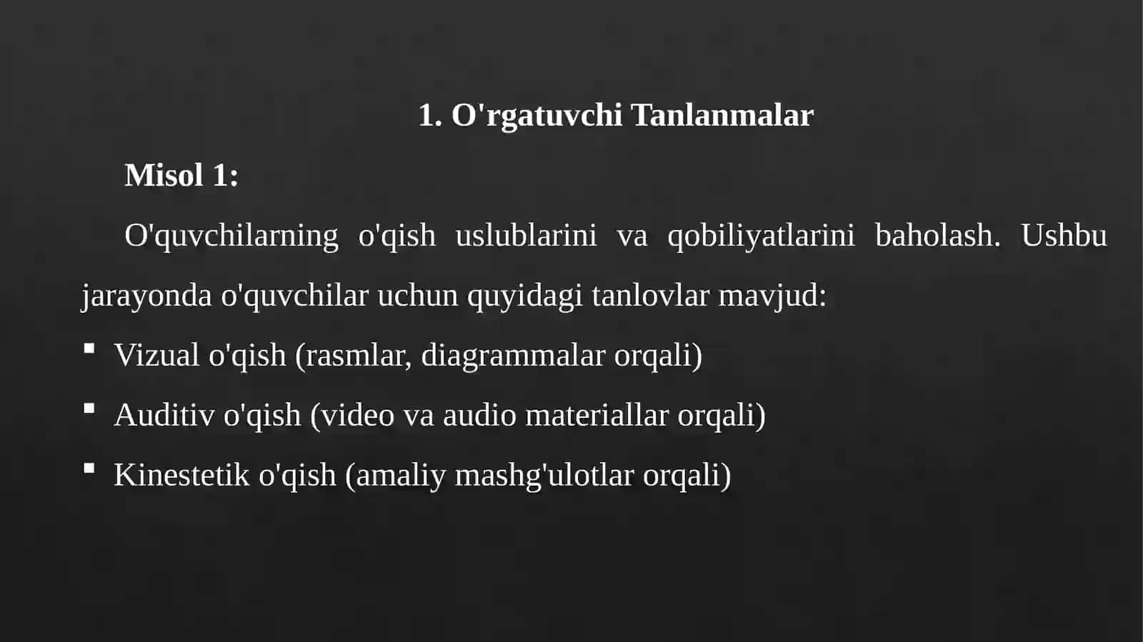 O'rgatuvchiTanlanmalar 3