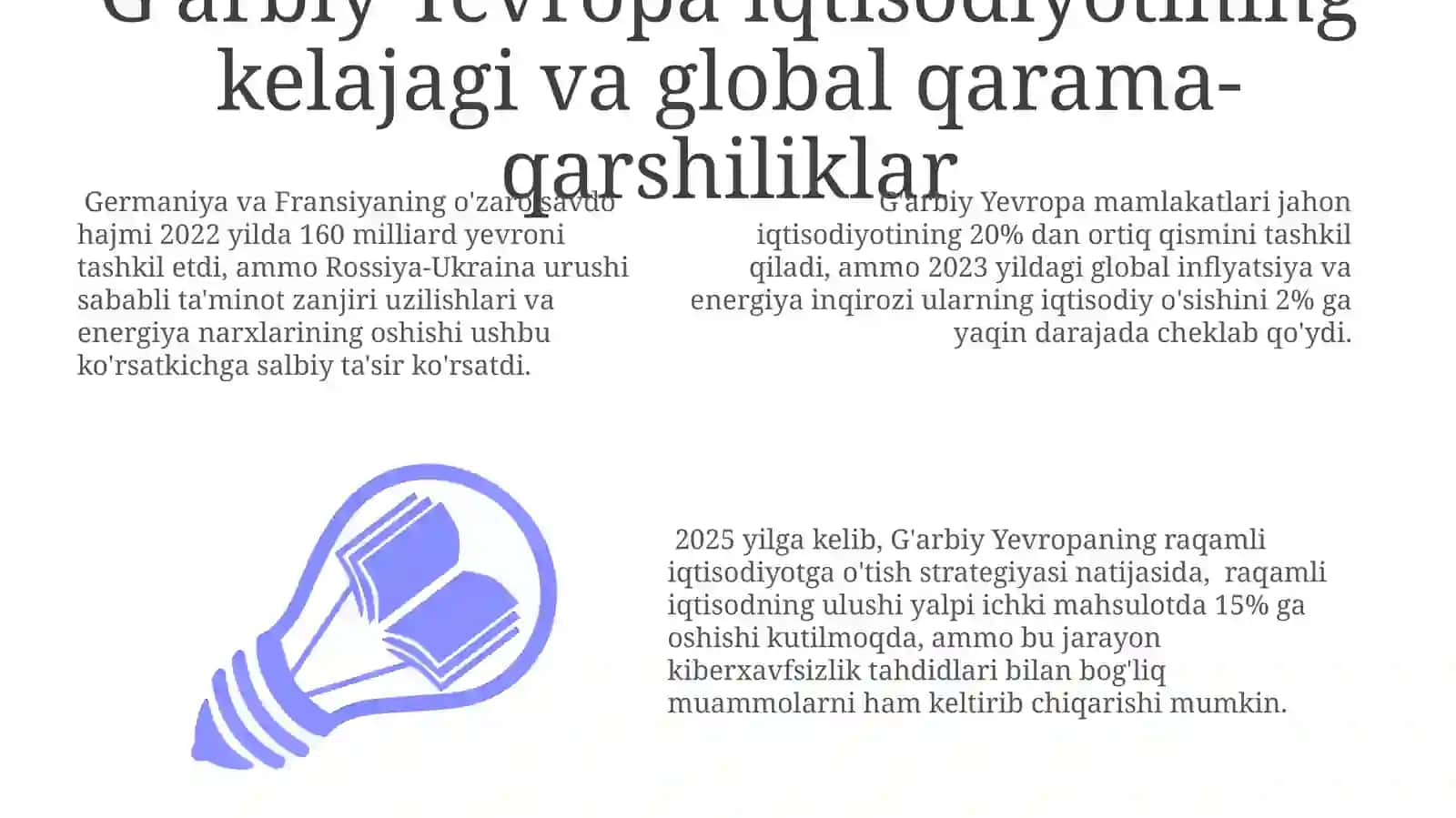 Jahon xoʻjaligida Gʻarbiy Yevropa mamlakatlari iqtisodiyoti 3