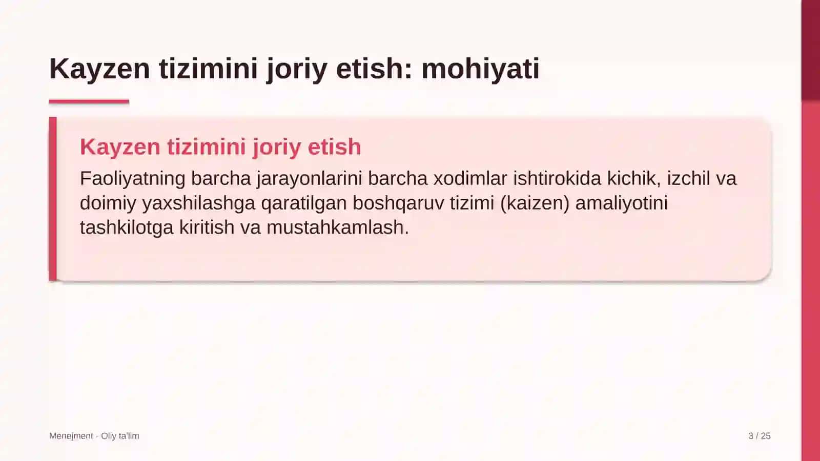 Davlat universitetlarida kayzen tizimini joriy etish 3