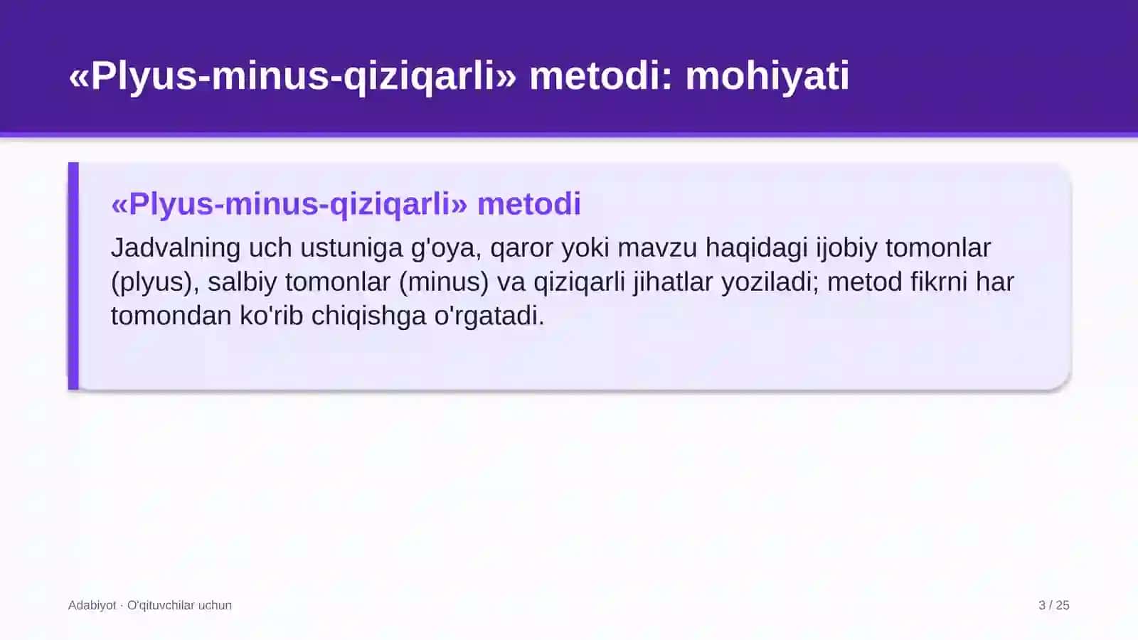 adabiyot darslarida plyus minus qiziqarli metodidan foydalanish 6408 3