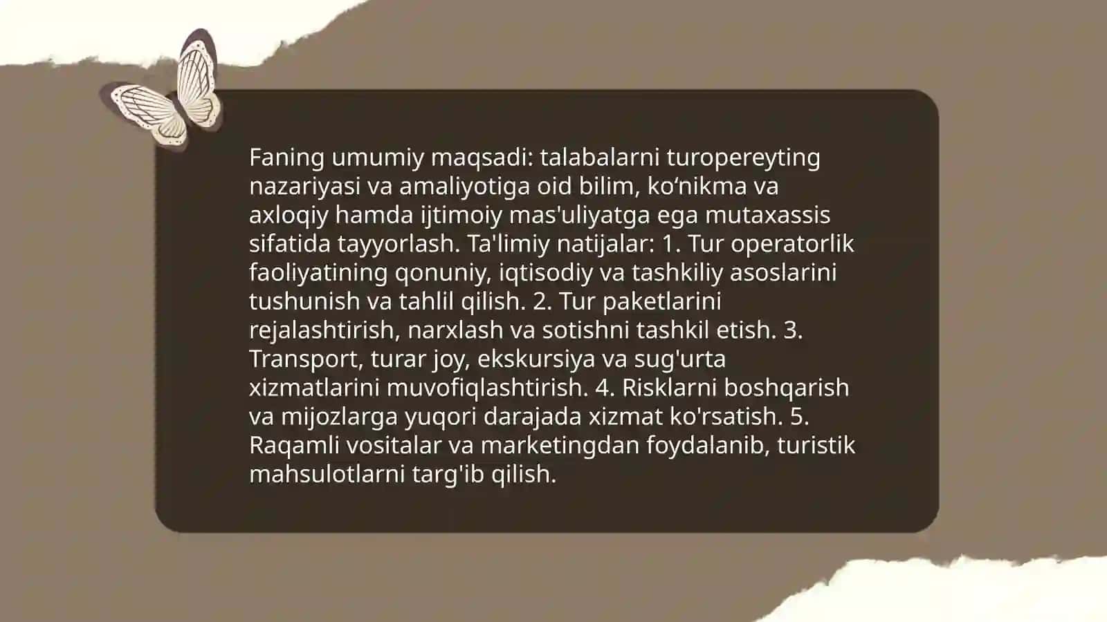 Turopereyting fanining maqsad va vazifalari 3