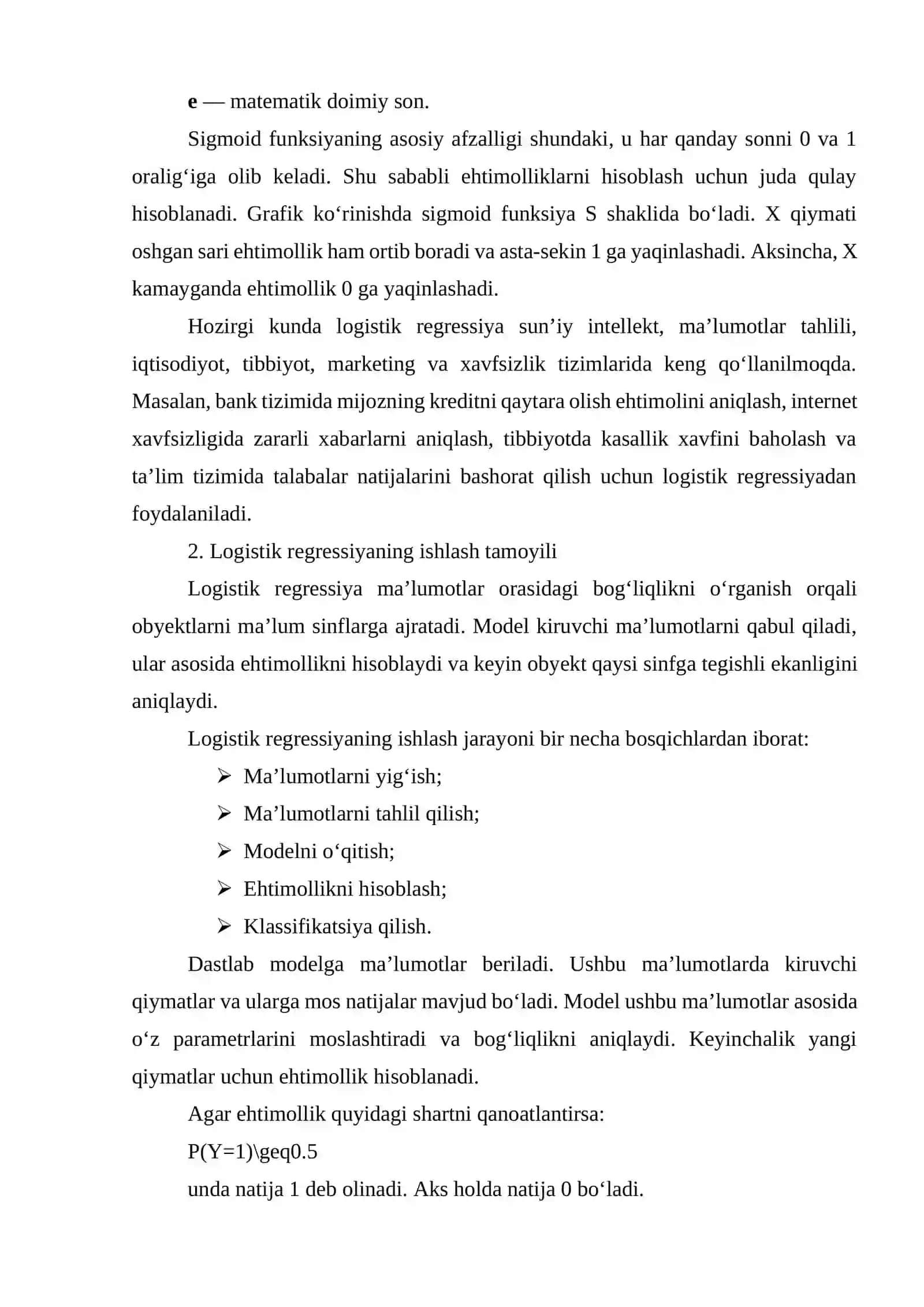 Logistik regressiya modeli yordamida klassifikatsiya qilish 3