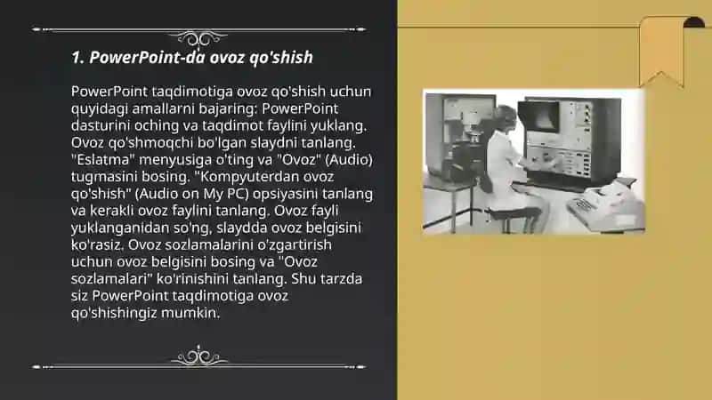 Ms Power Pointda ovoz va video lavhalarga ishlov berish 3