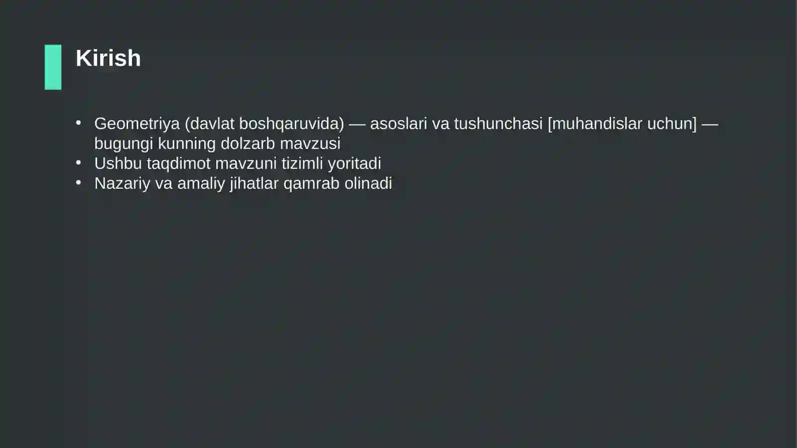 Geometriya (davlat boshqaruvida) — asoslari va tushunchasi [muhandislar uchun] 3