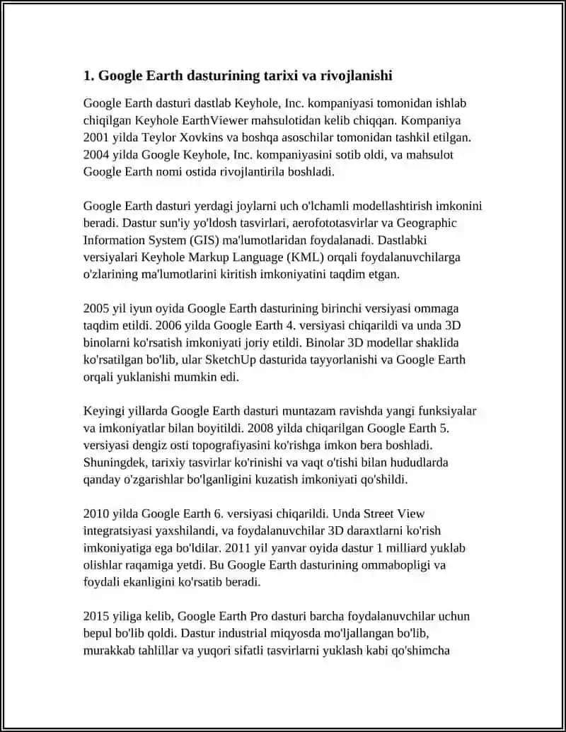 GOOGLE EARTH DASTURI MAVZUSIDA 35 VAROQLI MUSTAQIL ISH 3