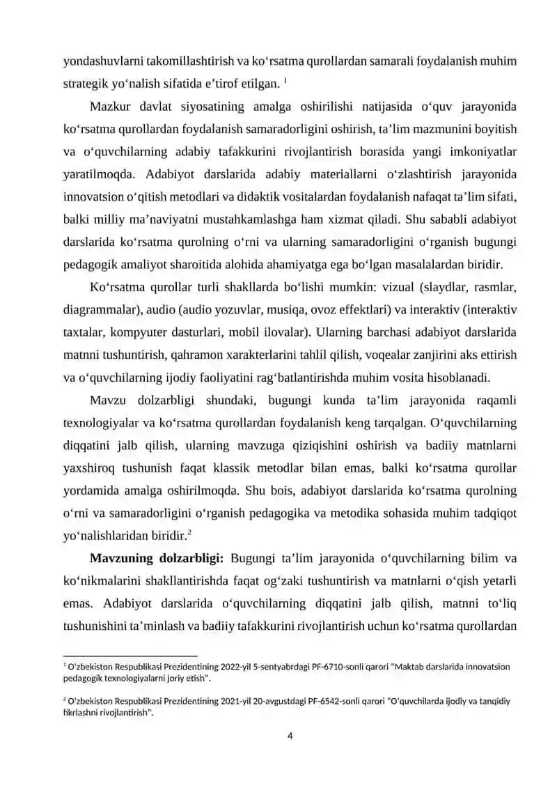 ADABIYOT DARSLARIDA ADABIY MATERIALLARNI O‘ZLASHTIRISHDA KO‘RSATMA QUROLNING O‘RNI 3
